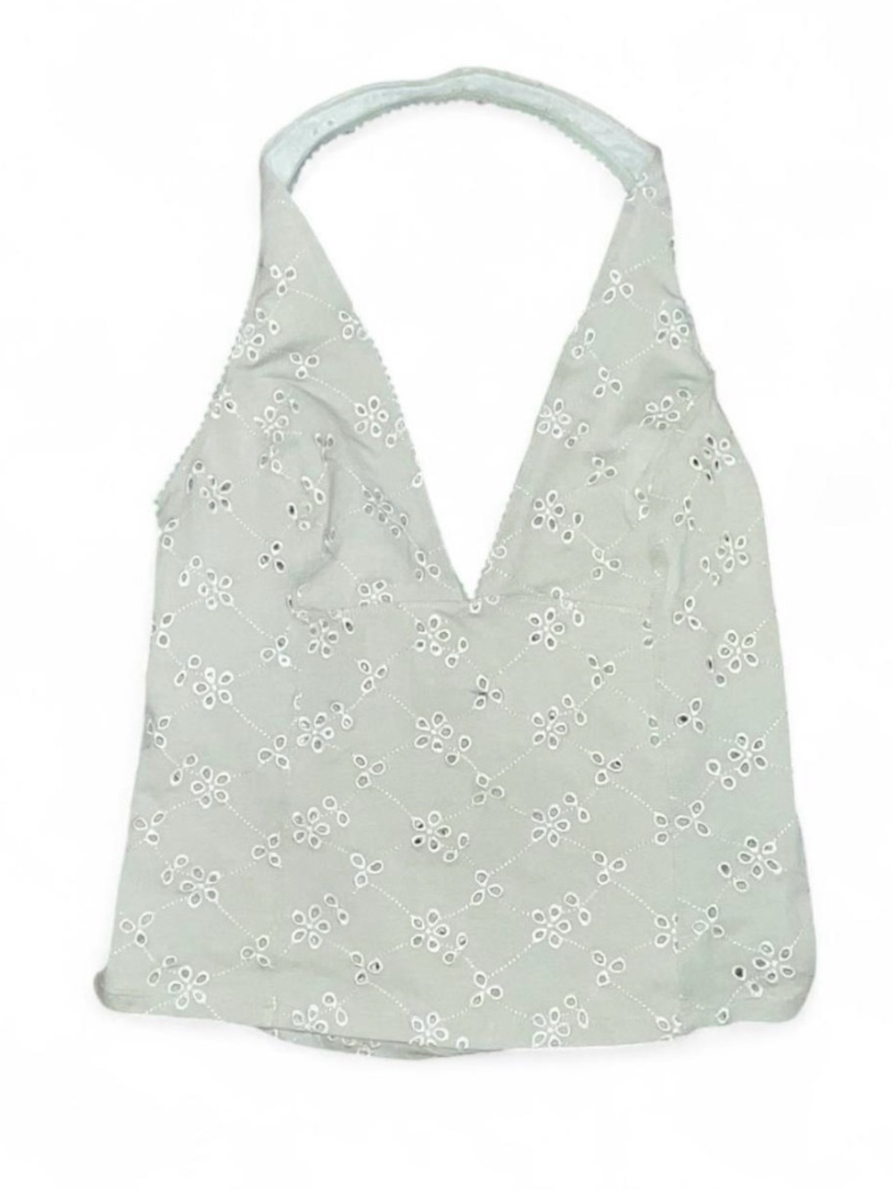 Free People intimately mint green halter top with white floral eyelet XL New